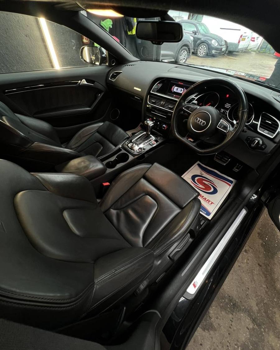 Audi A5 black leather interior after detailing