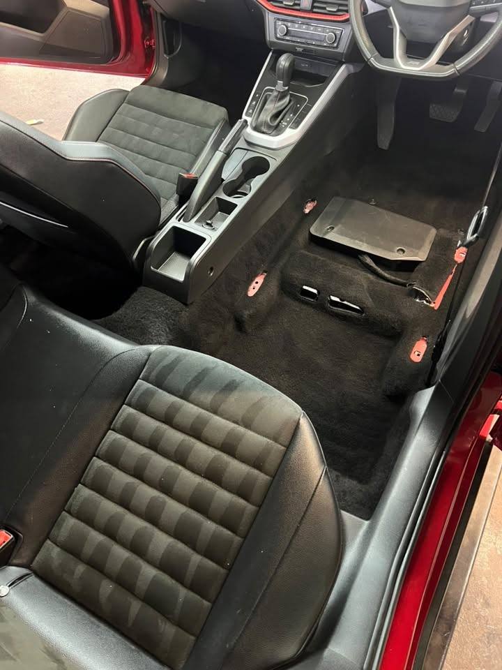 Seat Ibiza footwell with freshly cleaned carpets